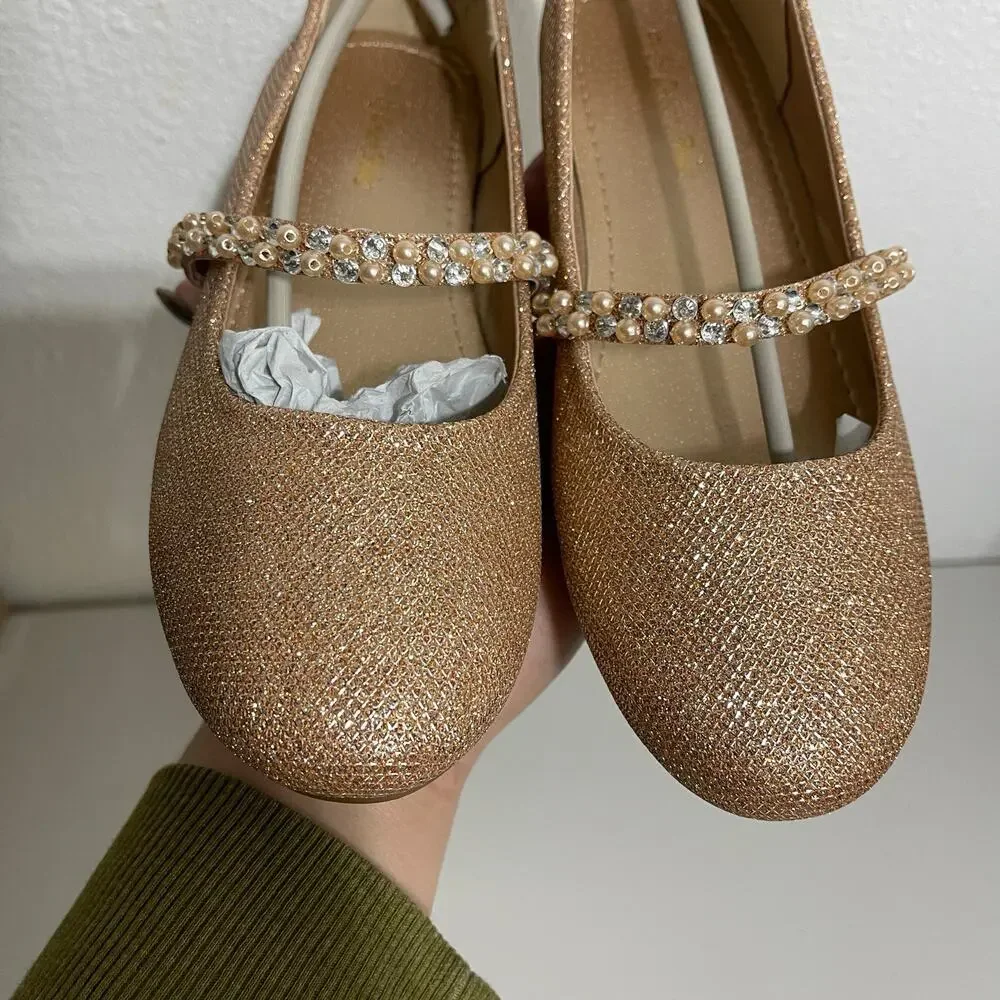 Dream Pairs Girls Mary Jane Dress Shoes Special Occasion Pearl Strap Sz 5